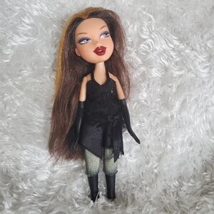 Stylish Doll with Black Outfit and Brown Hair